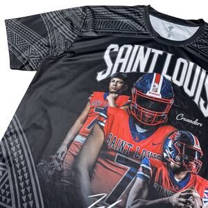 Saint Louis Crusaders Shirt Mens 4XL Black Red Football Polynesian Kahi Tribute